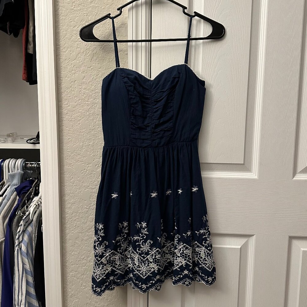 Speechless Navy Blue Embroidered Dress